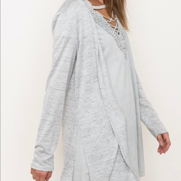 Heather Grey Cardigan Sweater - Picture 8 of 8